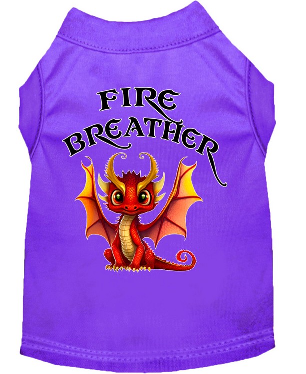 Fire Breather Dragon Screen Print Dog Shirt Purple XS (8)